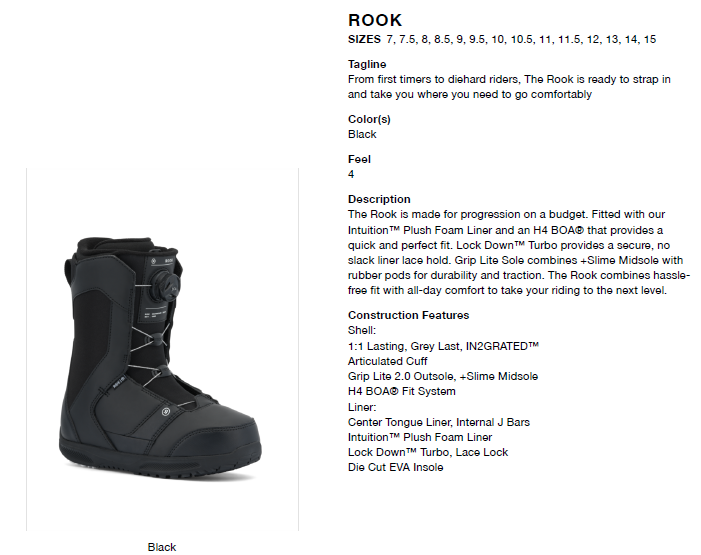 ROOK スノーボードブーツ US 9.5 RIDE Rook Snowboard Boots